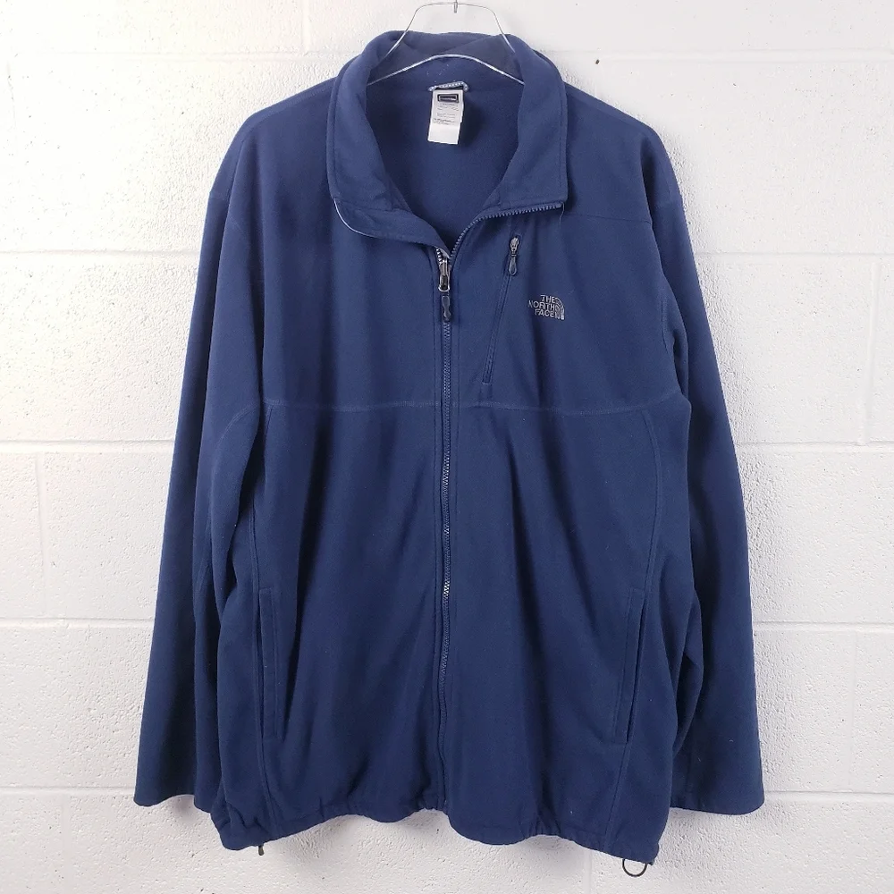 The North Face Men's XXL Fleece‎ Jacket Full Zip Navy Blue Mid-Weight Mock Neck